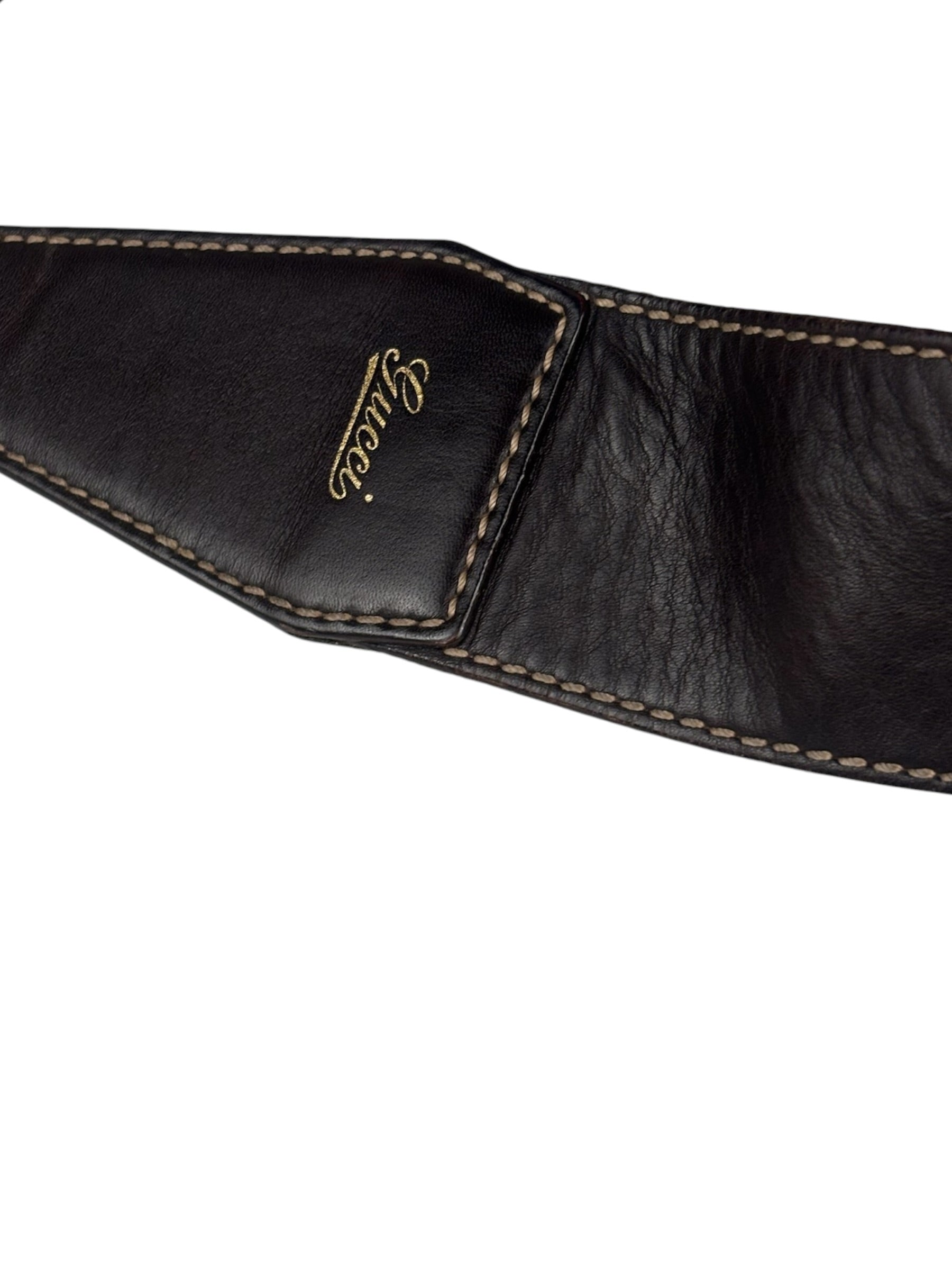 Gucci Black/Brown Leather Trim Half-Moon Hobo Bag