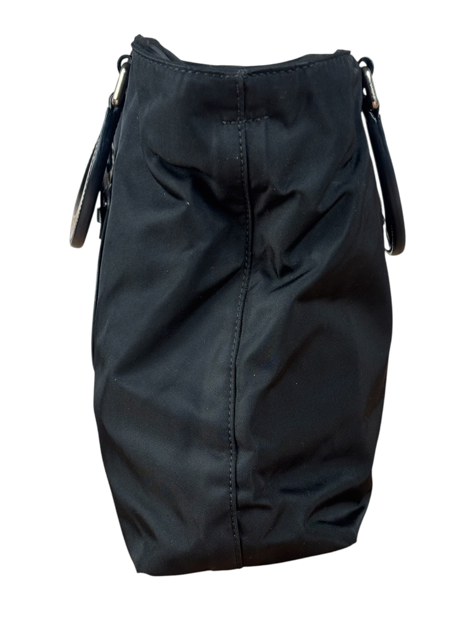Prada Black Tessuto Nylon Leather Trim Hand Bag