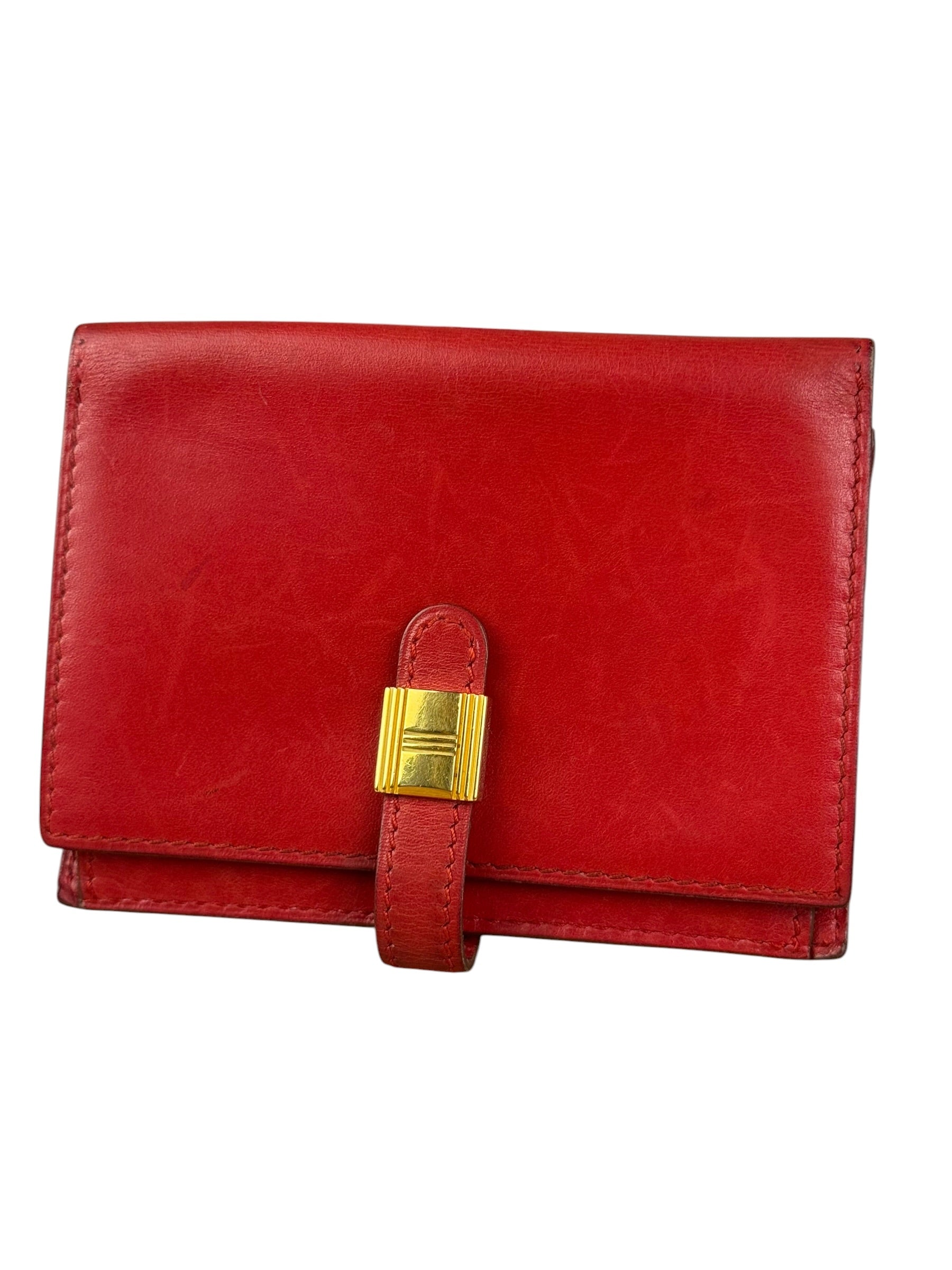 Hermes Red Leather Saumur Diane Boxcalf Cardholder