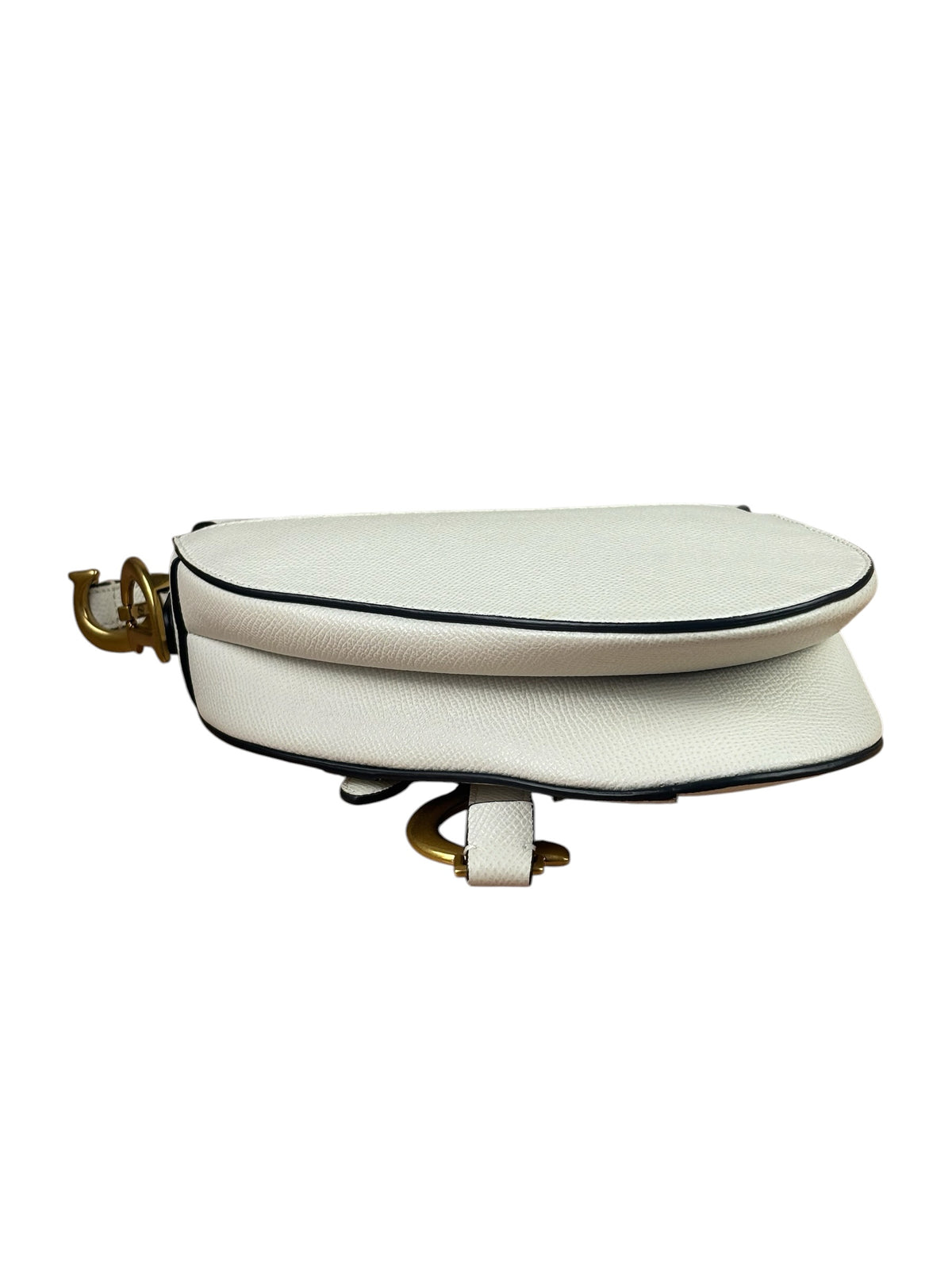 Christian Dior White Leather Saddle Handbag