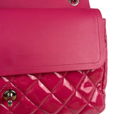 Chanel Hot Pink Large Patent Leather Double Flap Shoulder Bag 2014