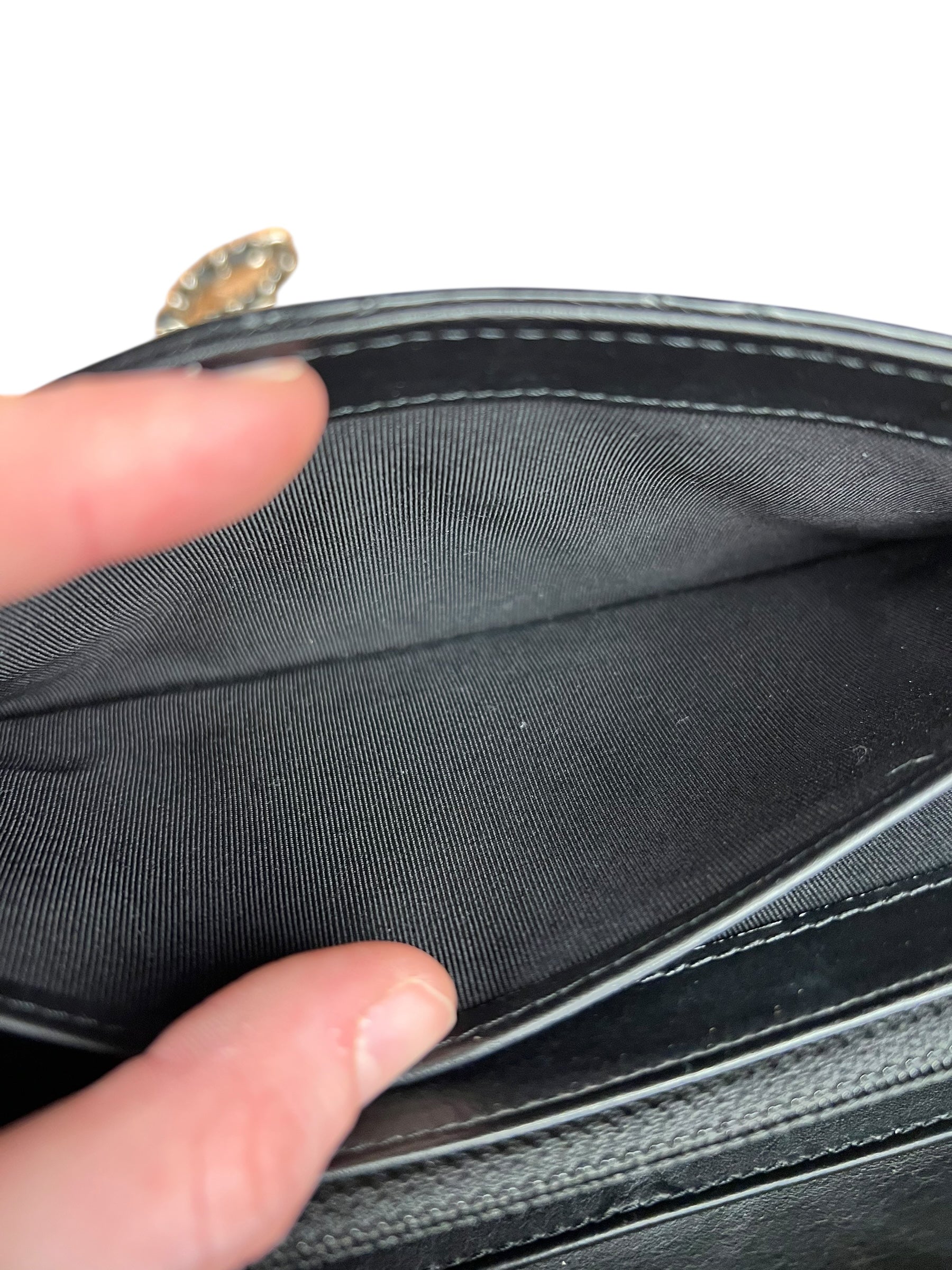 Chanel Black Patent Leather Wallet on Chain 2014