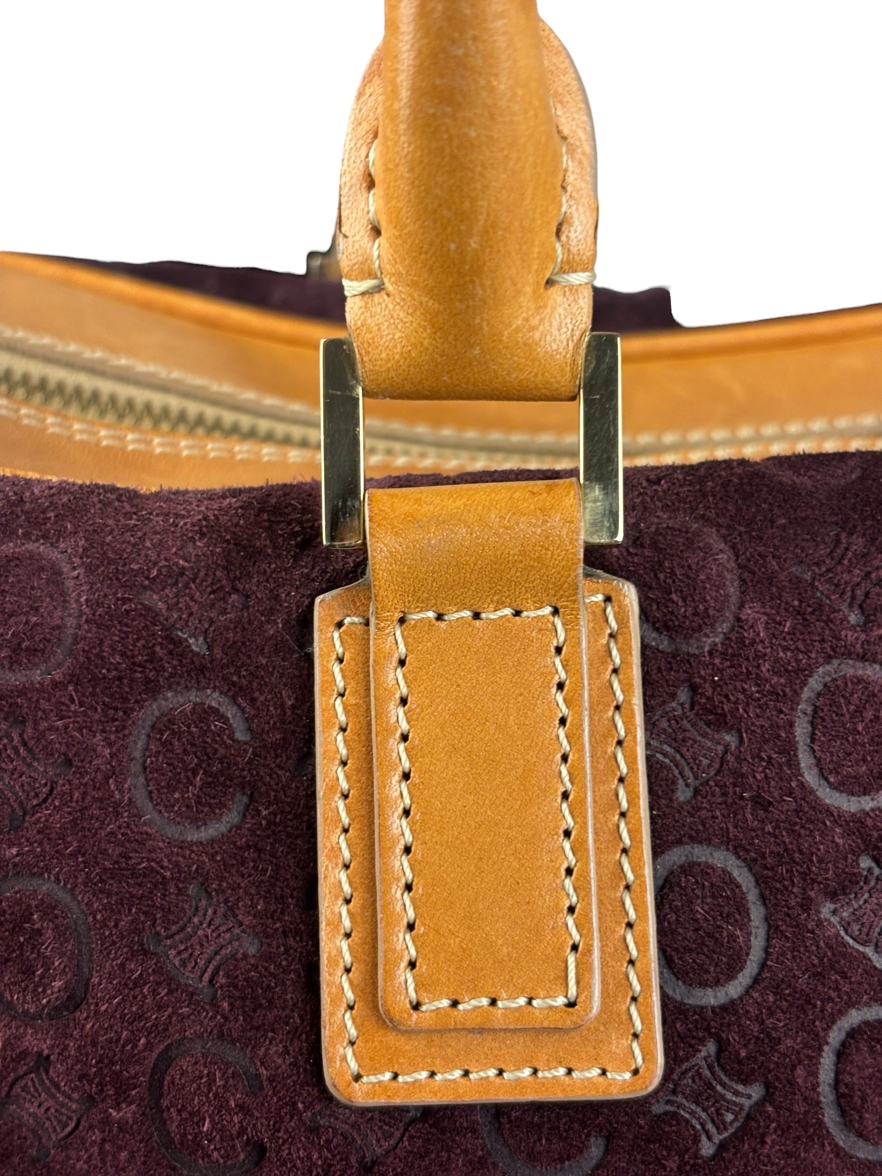 Celine Vintage Suede Macadam Leather Bowler Bag