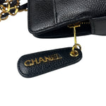 Chanel Vintage Black Caviar Leather Timeless Chain Shoulder Tote 1998