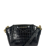 Givenchy Black Crocodile Embossed Leather Nano Antigona Crossbody Bag