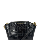 Givenchy Black Crocodile Embossed Leather Nano Antigona Crossbody Bag