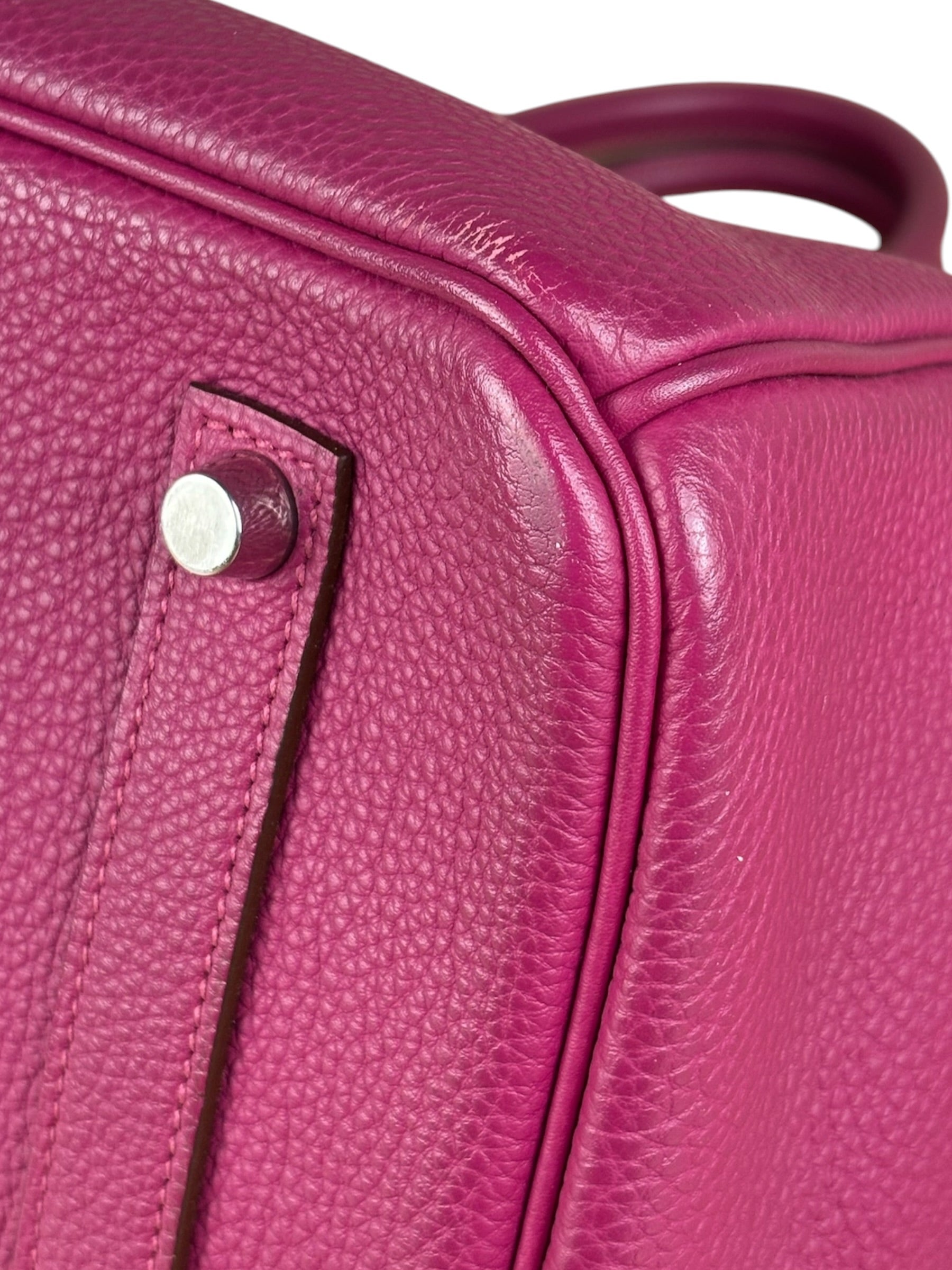 Hermes 2013 Plum Clemence Leather Palladium Birkin 35