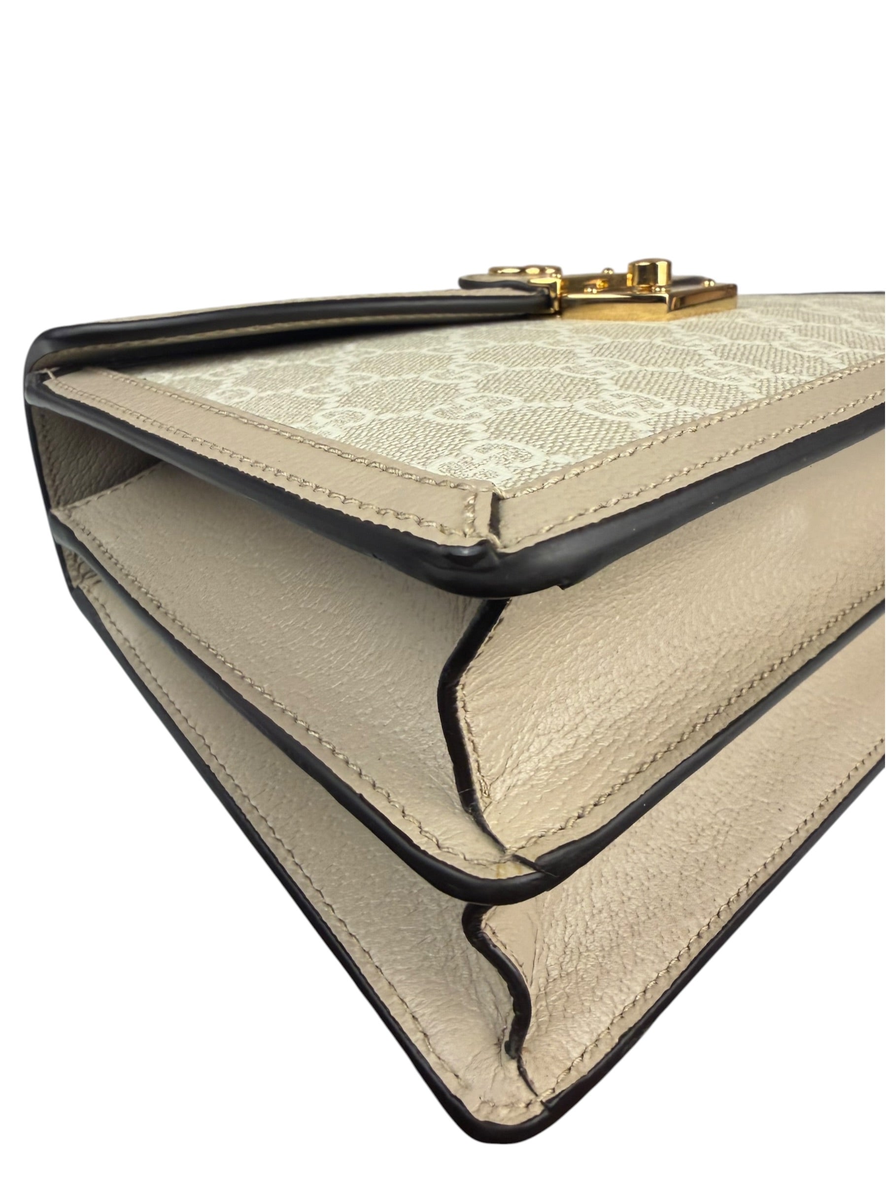 Gucci Beige Leather Trim Medium Ophidia Top Handle Bag