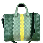 Bottega Veneta Intercciato Multicolor Business Bag Green/Yellow