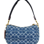 Coach Signature Blue Jacquard Denim Swing Zip Shoulder Bag