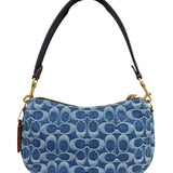 Coach Signature Blue Jacquard Denim Swing Zip Shoulder Bag