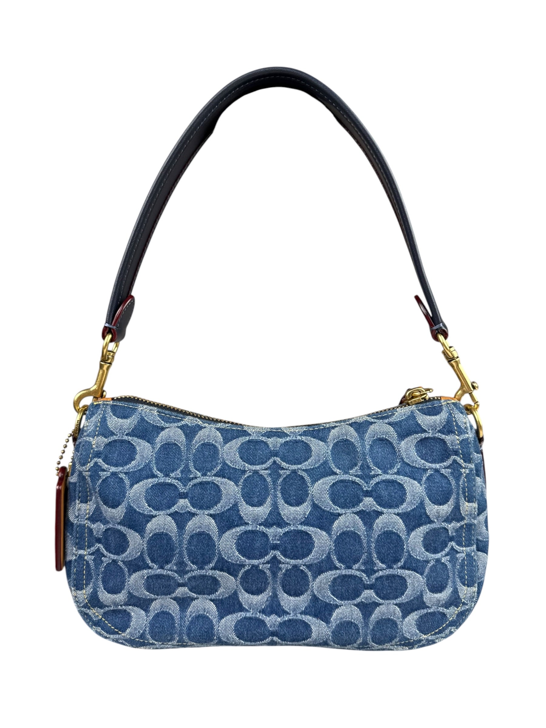 Coach Signature Blue Jacquard Denim Swing Zip Shoulder Bag