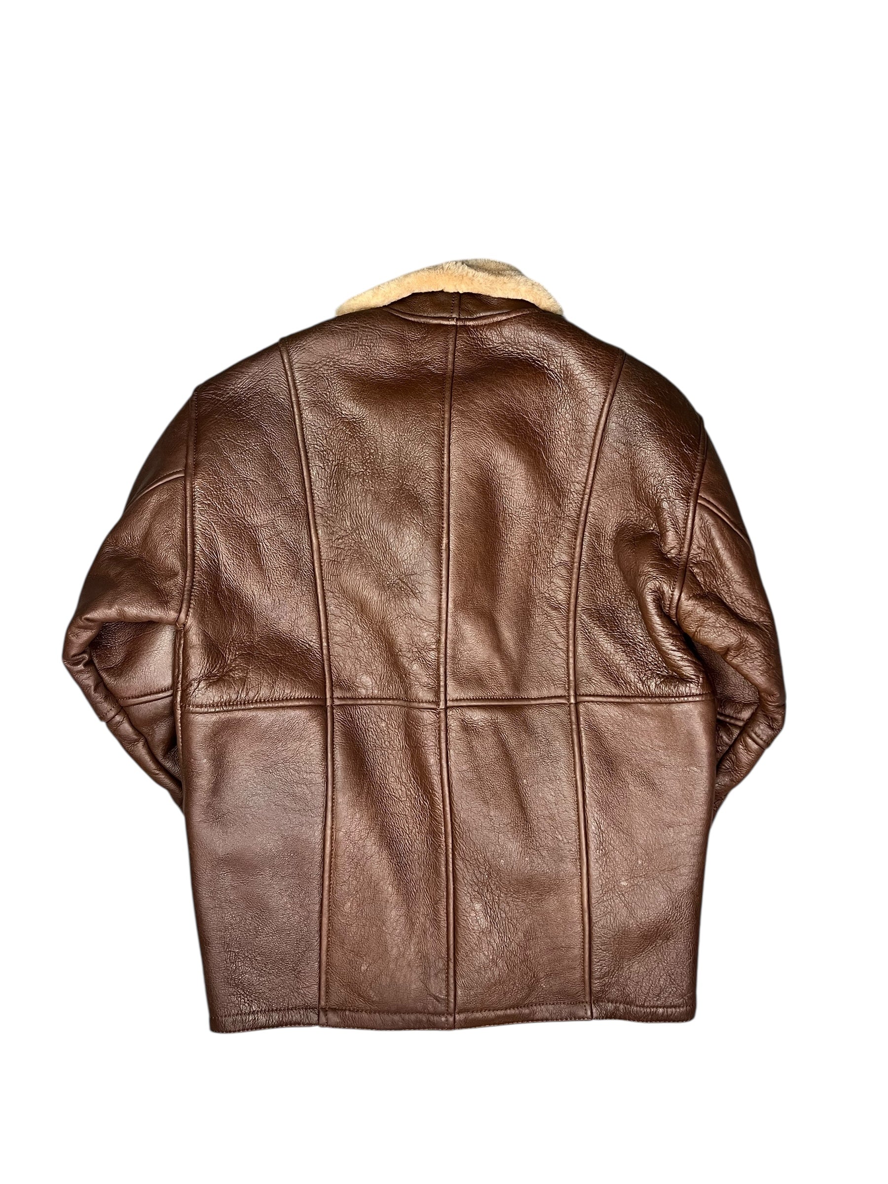 Vintage Leather Fur Lined Long Coat