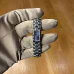 Fendi Navy Blue Rectangular Silver Link Dial