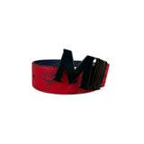 MCM Red Leather Anagram M Buckle belt