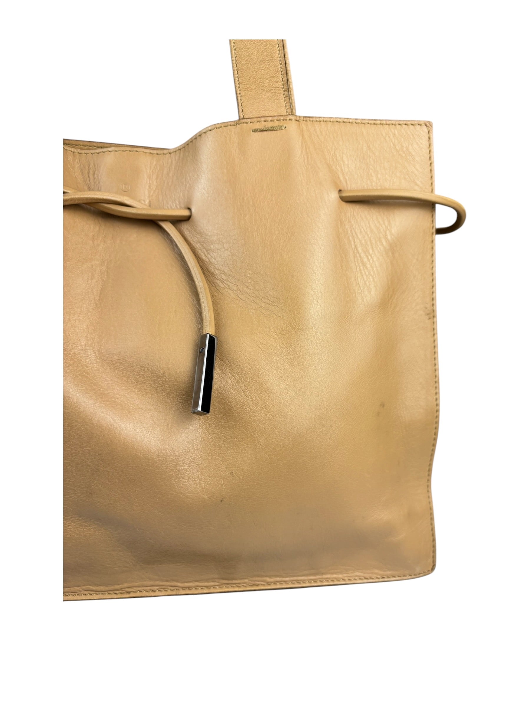 Gucci Beige Leather Balthus Drawstring Tote Bag
