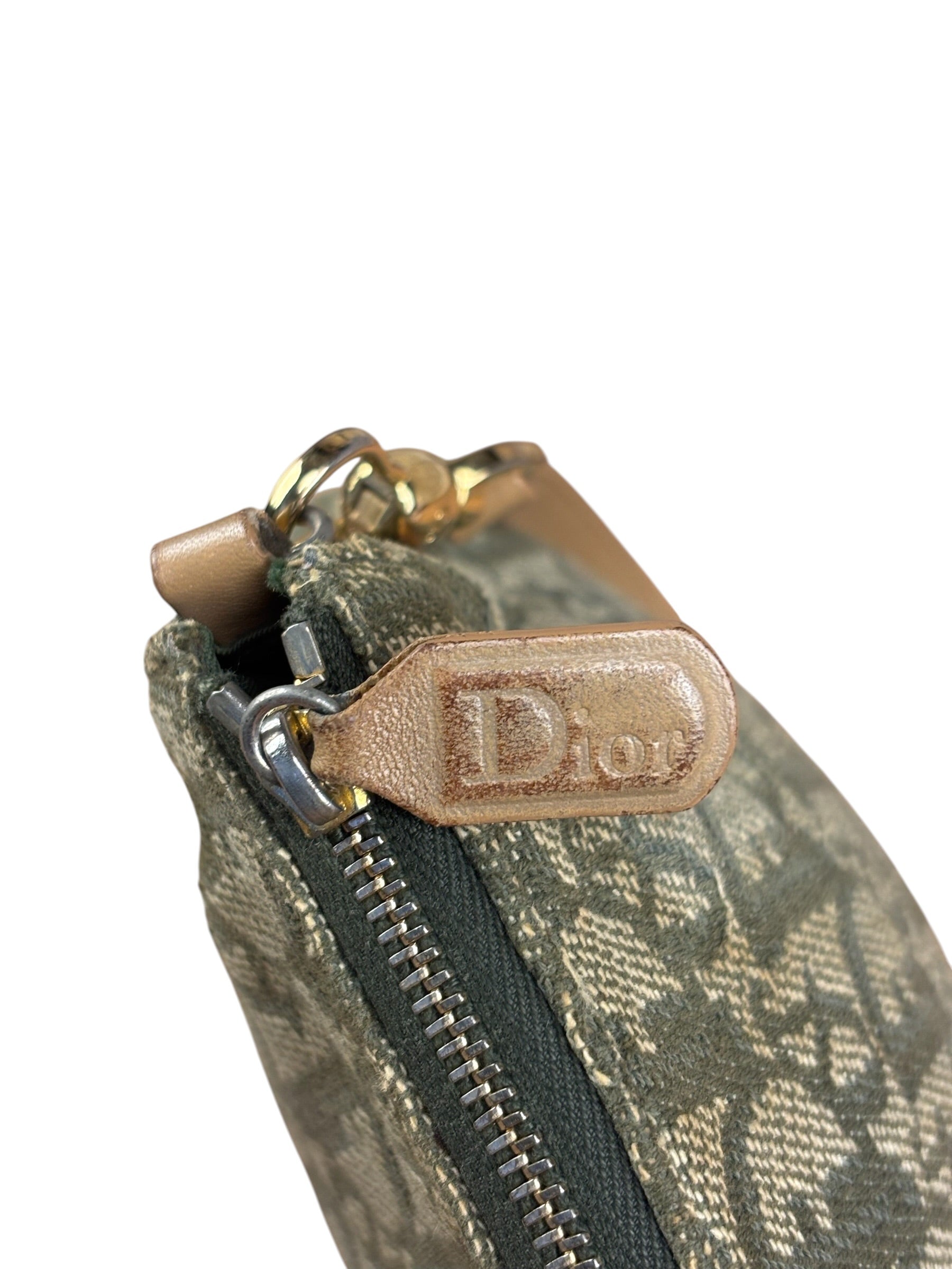 Christian Dior Vintage Olive Green Oblique Saddle Pochette