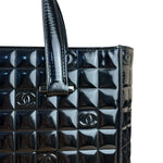 Chanel Black Patent Chocolate Bar Tote Bag 2002