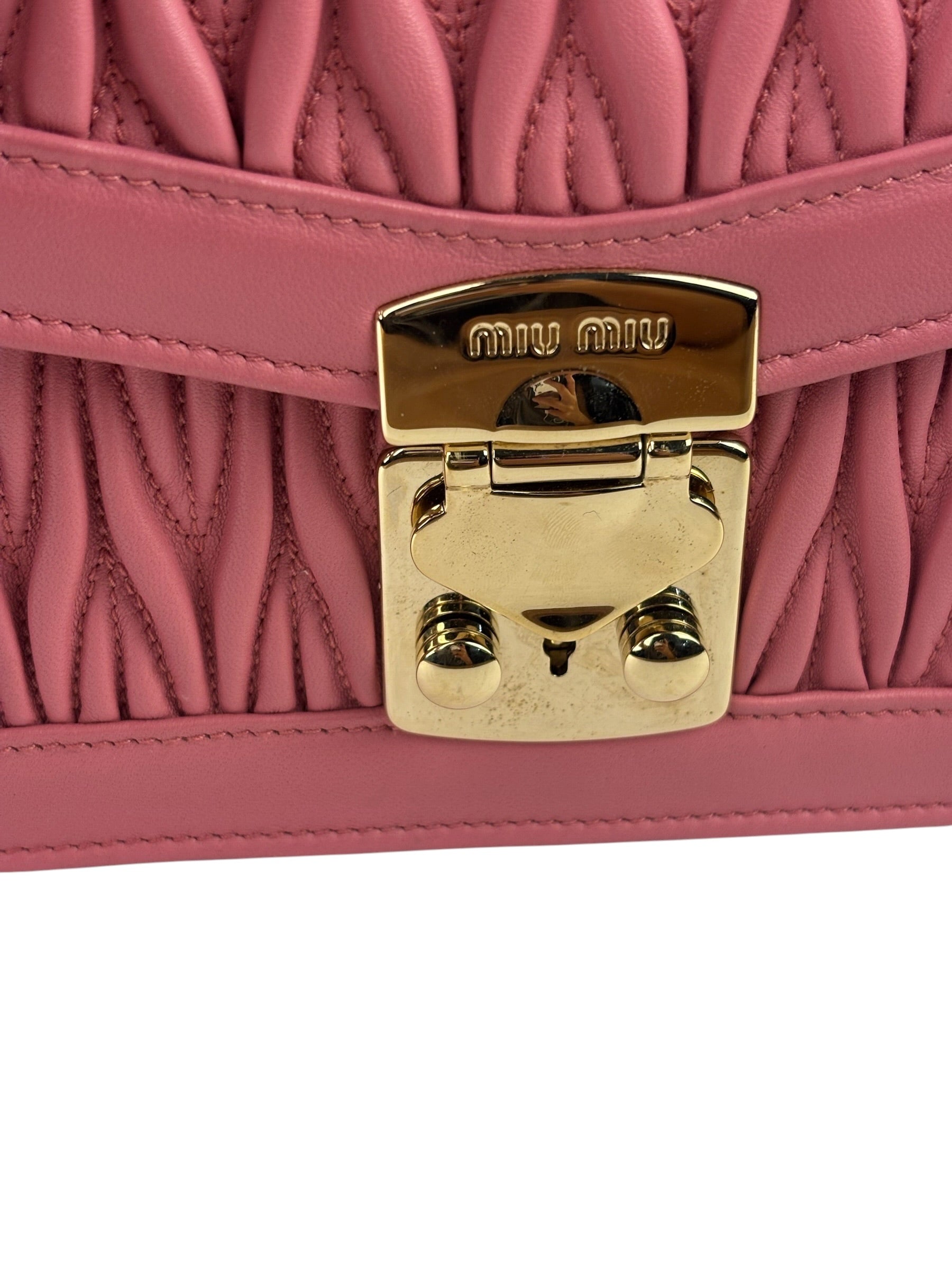 Miu Miu Pink Confidential Nappa Matelassè Leather Shoulder Bag