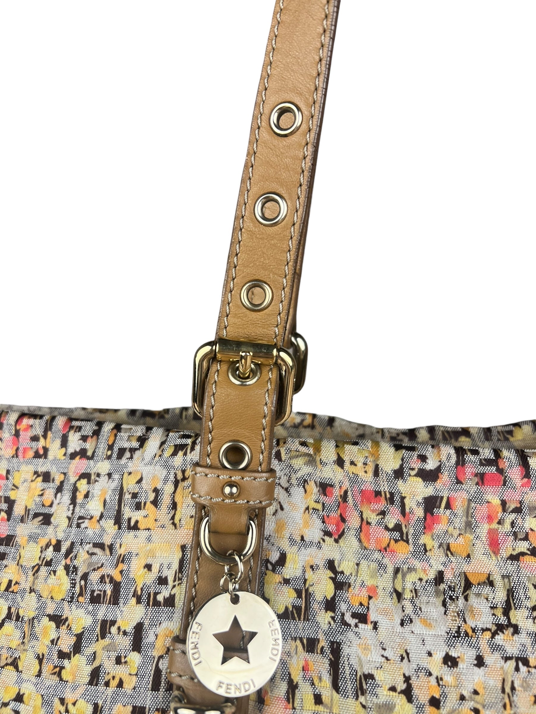 Fendi FF Floral Zucchino Shoulder Tote