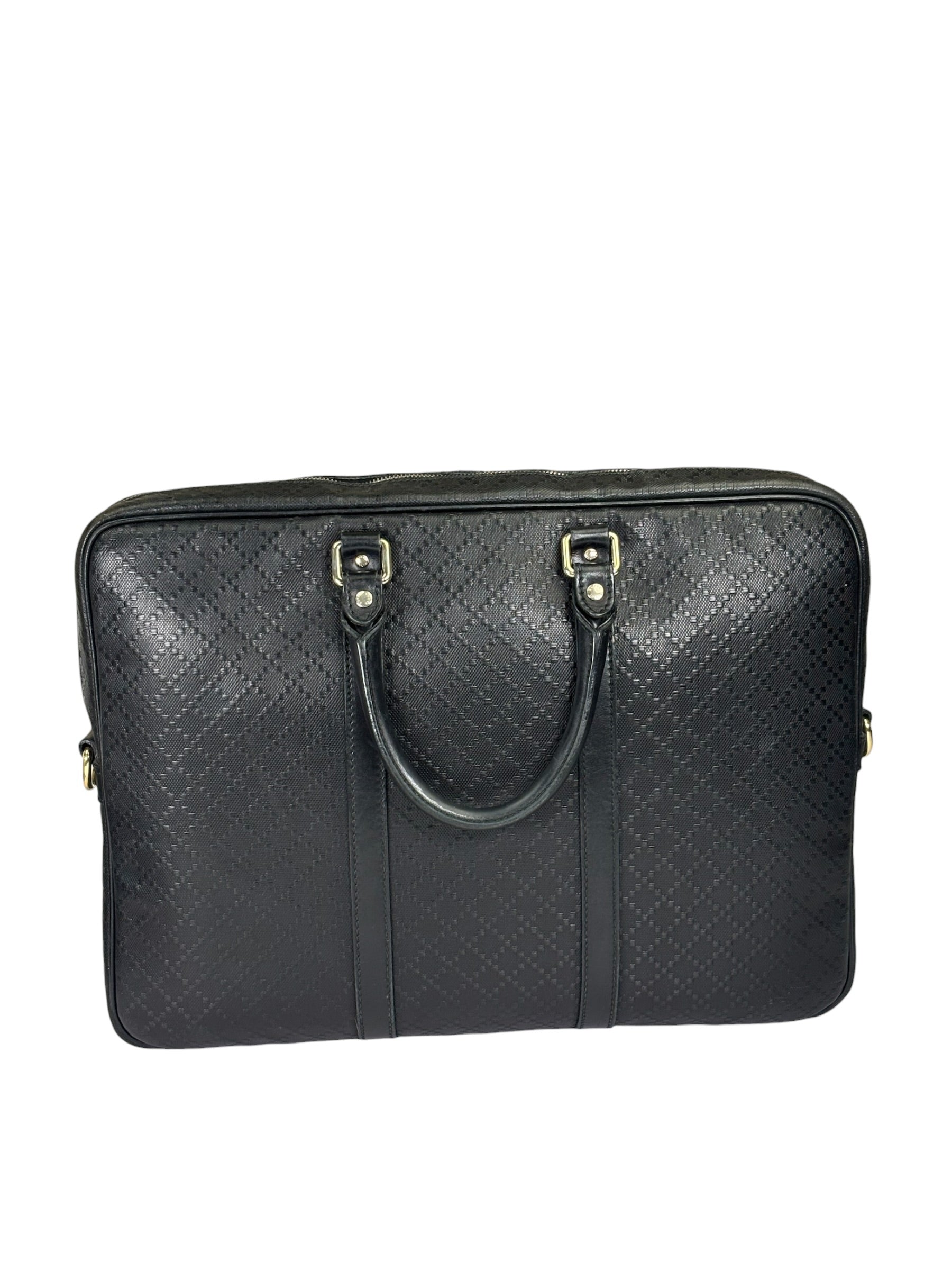 Gucci Black Leather Diamante Briefcase