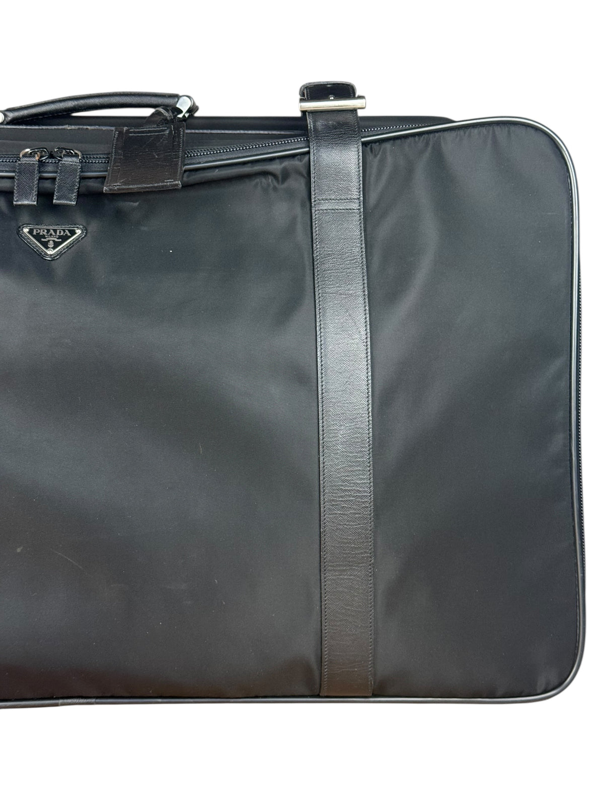 Prada Vintage Black Nylon Saffiano Travel Suitcase