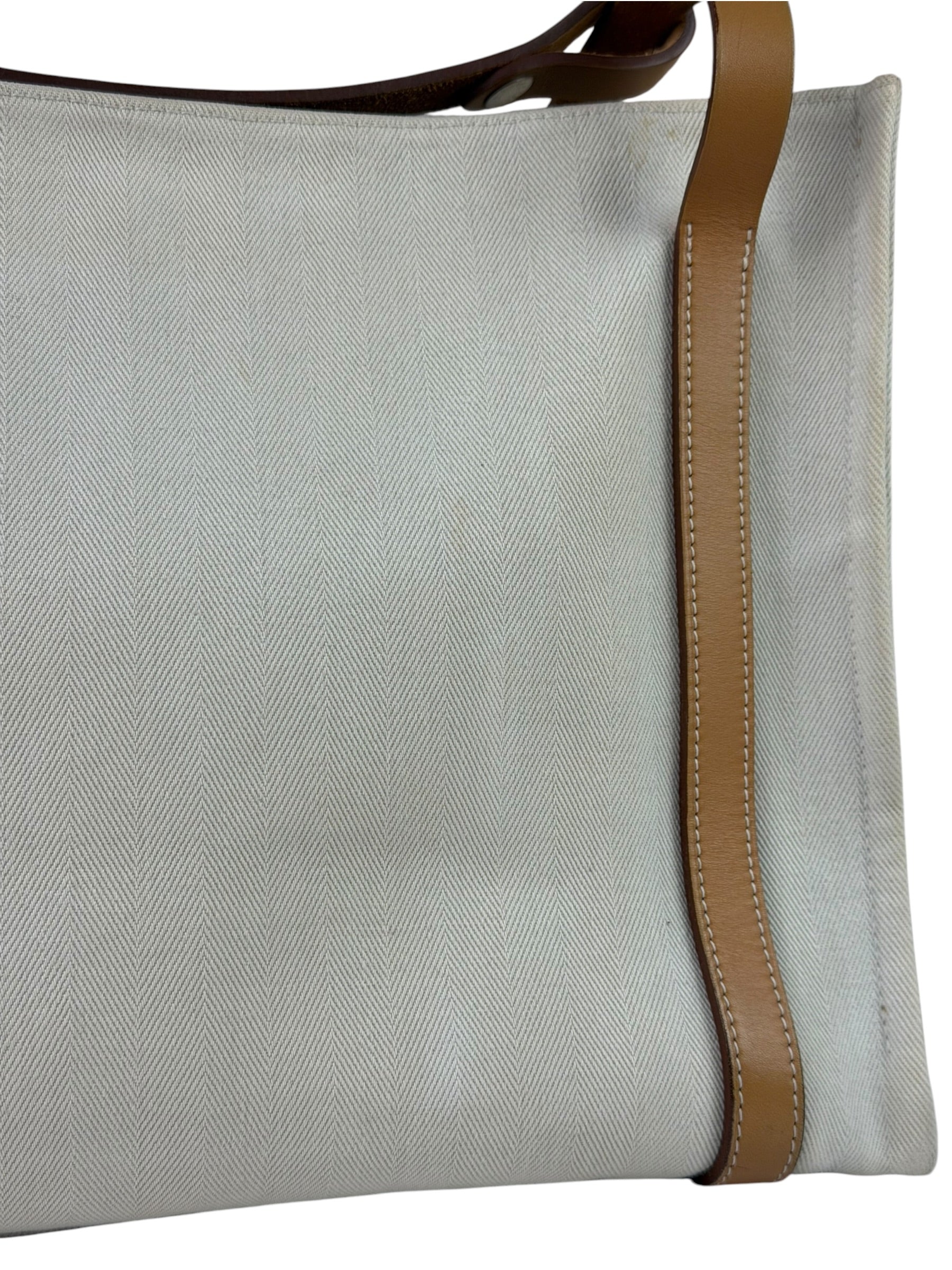 Hermes Beige/Brown Leather Trim Cabalicol Tote