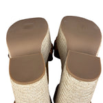 Miu Miu Brown Raffia/Leather Platform Sandals