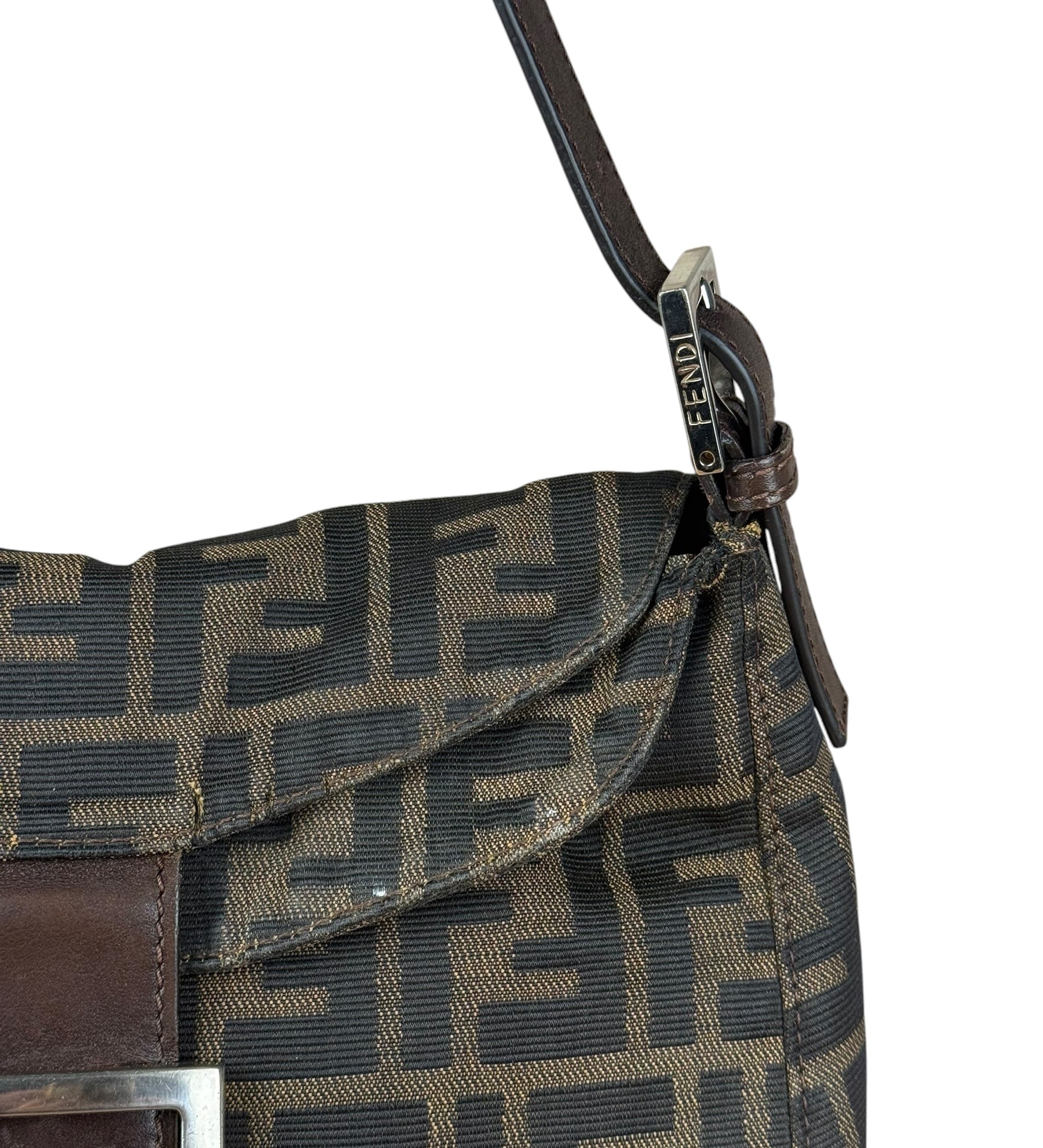 Fendi Vintage Zucca FF Baguette Shoulder Bag