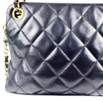 Chanel Vintage Black Quilted Leather Shoulder Bag 1987