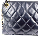 Chanel Vintage Black Quilted Leather Shoulder Bag 1987