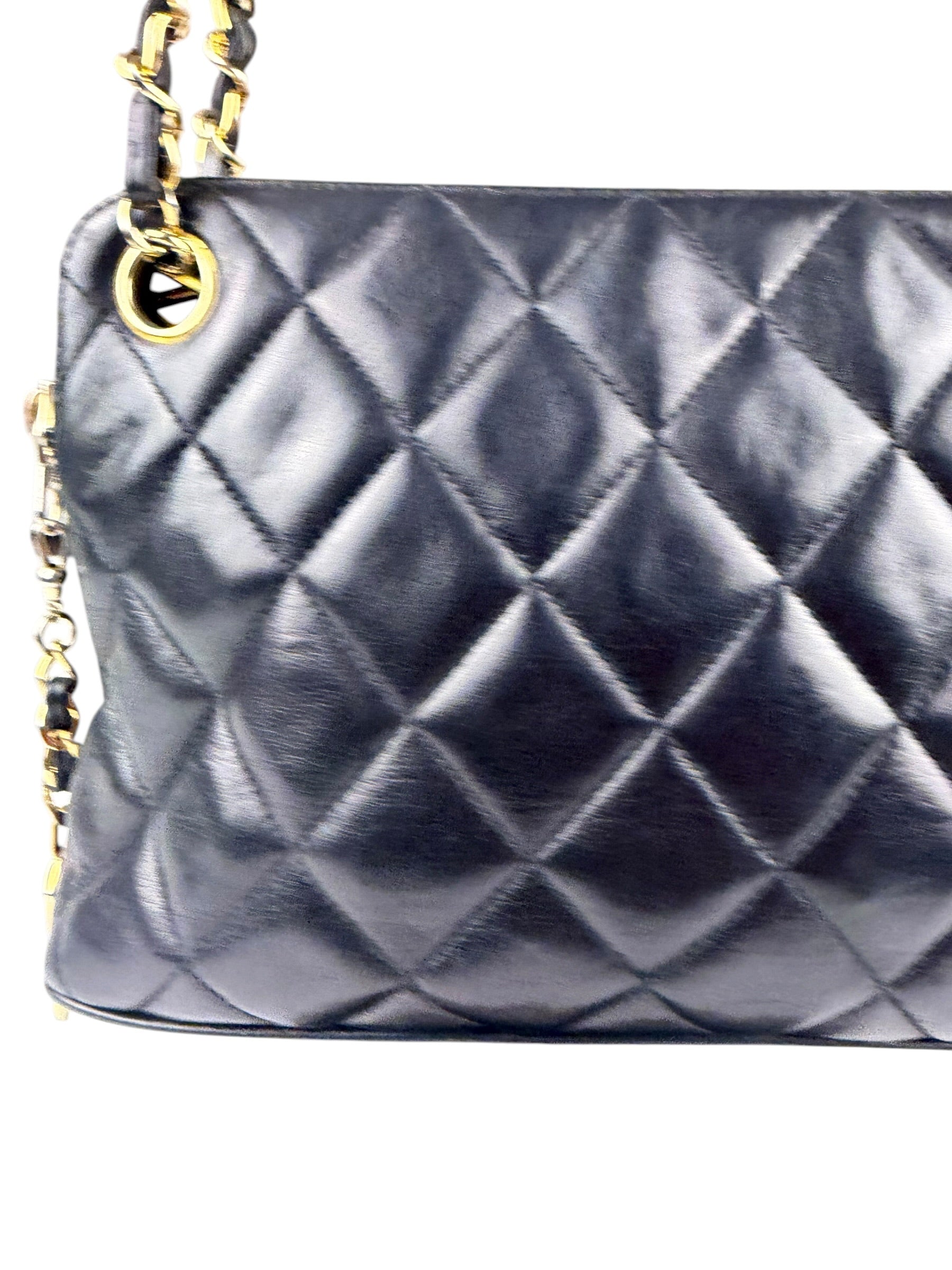 Chanel Vintage Black Quilted Leather Shoulder Bag 1987