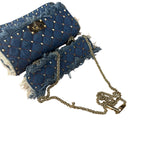Valentino Garavani Denim Rockstud Spike Shoulder Bag