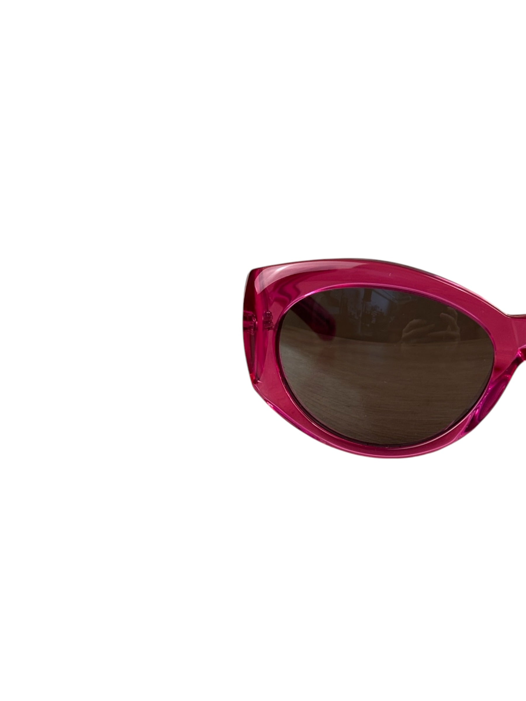 Balenciaga Shiny Transparent Fuchsia Round cat-Eye Sunglasses