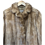 Emba Vintage Brown Leather Trim Mink Fur Coat