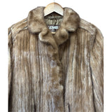 Emba Vintage Brown Leather Trim Mink Fur Coat