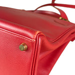 Hermes Kelly 32 Courchevel Rouge Vif Gold Handbag 1997