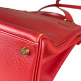Hermes Kelly 32 Courchevel Rouge Vif Gold Handbag 1997