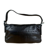 Fendi Vintage Black Leather Marble Buckle Baguette