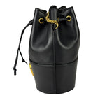 Valentino Black Leather Garavani Mini V Logo Signature Bucket Bag