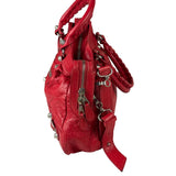 Balenciaga Red Leather Motocross City Two-Way Bag