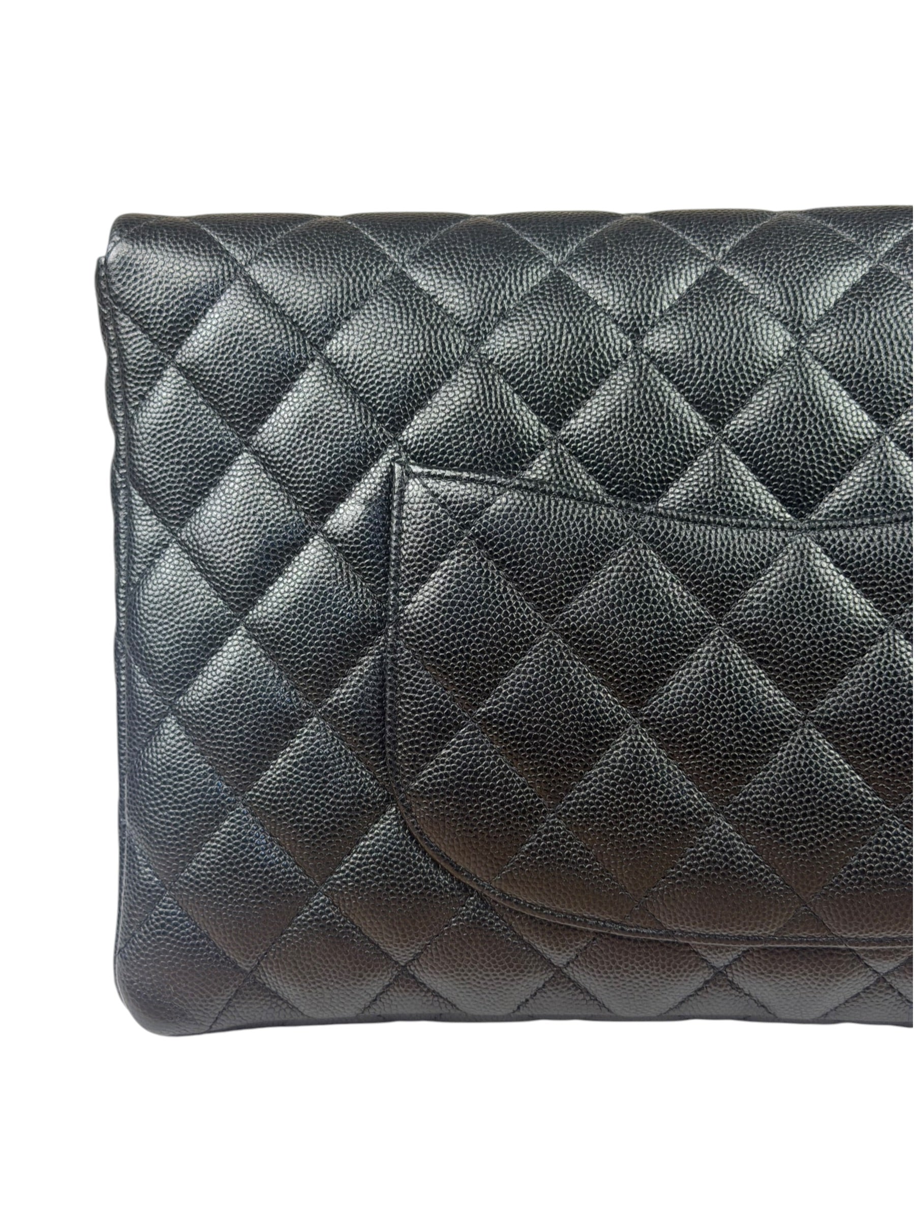 Chanel Black Caviar Quilted Flap Clutch Bag 2019