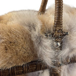 Ferragamo Vintage Fur Rattan Top Handle Bag