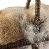 Ferragamo Vintage Fur Rattan Top Handle Bag