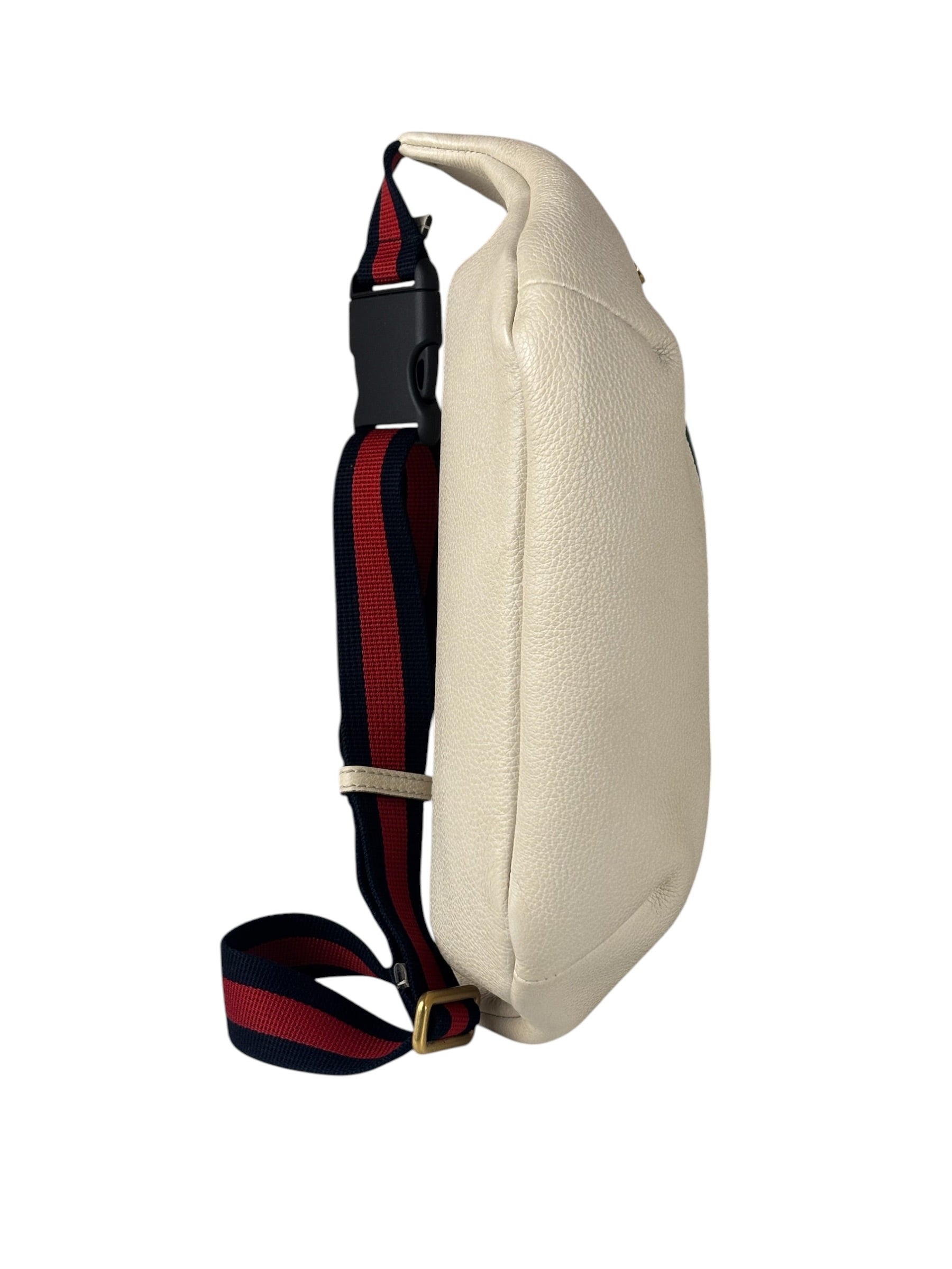 Gucci Ivory Leather Logo Print Belt Bumbag
