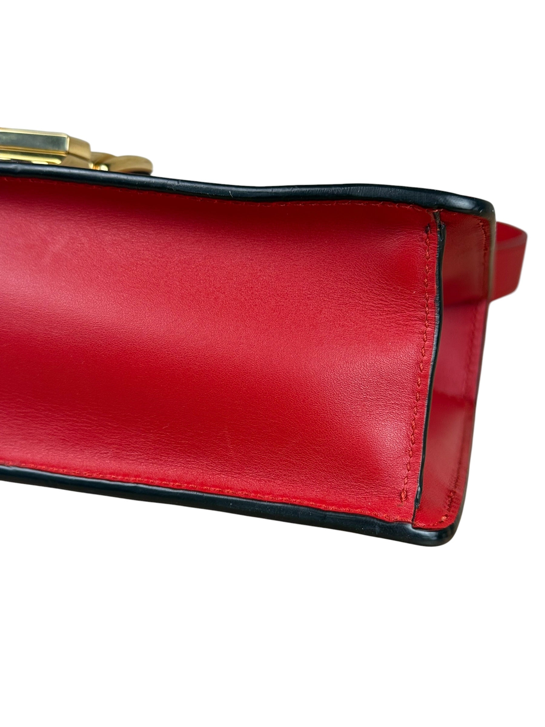 Gucci Red Leather Sylvie Buckle Shoulder Bag