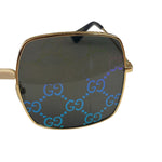 Gucci GG0414S Square Metal Frame Mirrored Lenses Sunglasses