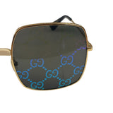 Gucci GG0414S Square Metal Frame Mirrored Lenses Sunglasses