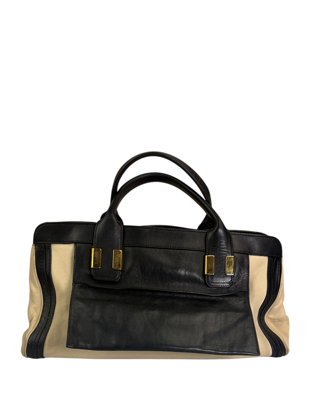 Chloe Black/Cream Leather Alice Top Handle Bag