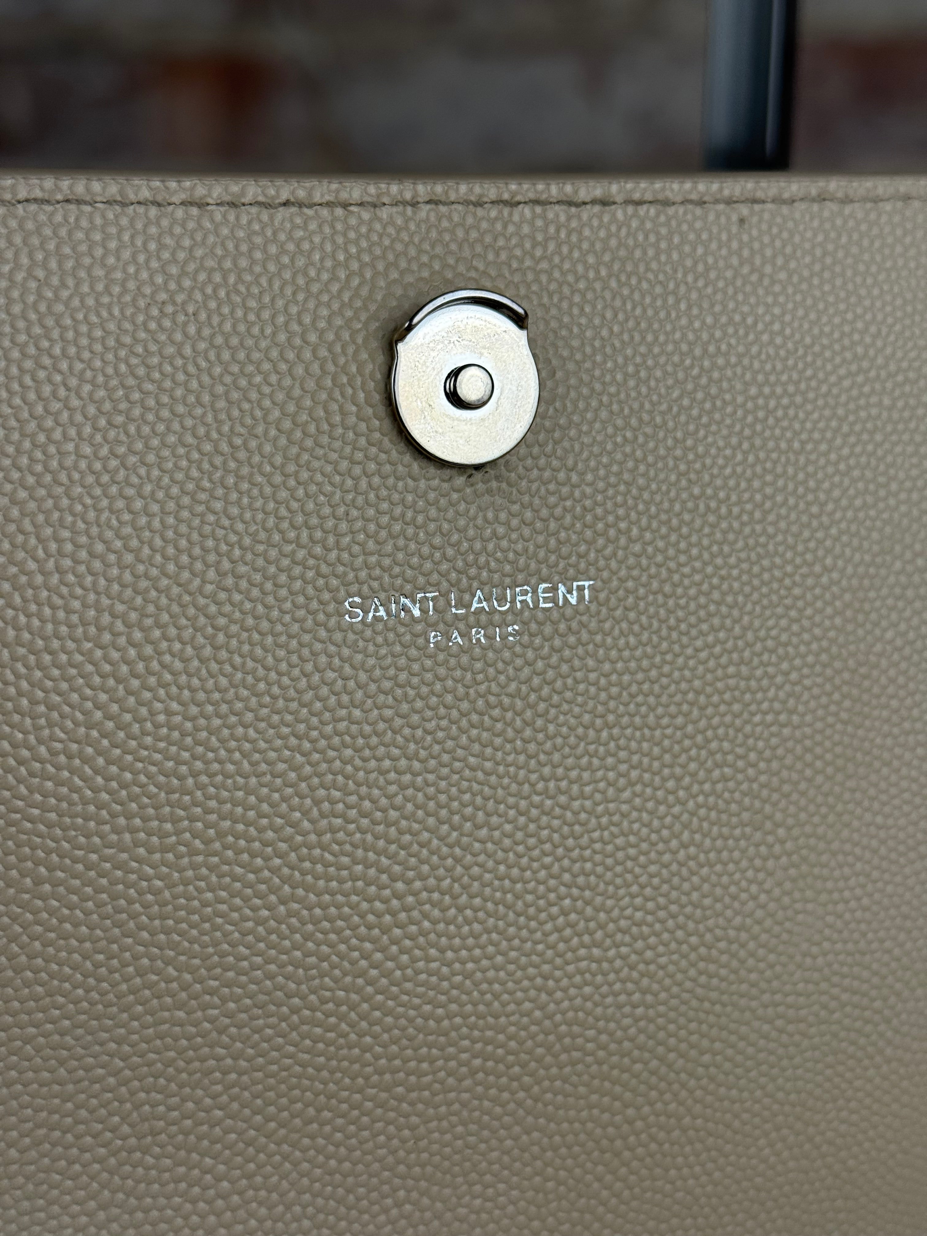 Saint Laurent Kate Grain De Poudre Chain Bag Beige